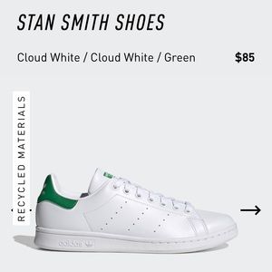 NWOT STAN SMITH Tennis SHOES TRUE OG White /Green